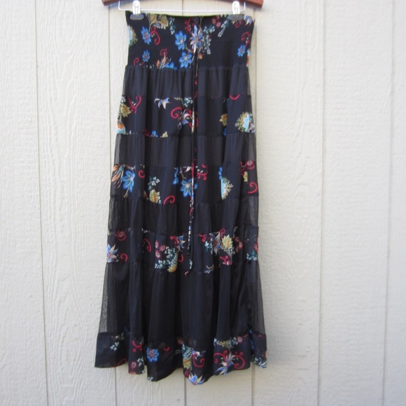 Anthropologie Lapis Strapless Tube Dress /Skirt M Floral Smocked Tired Lined NWT - Picture 1 of 13